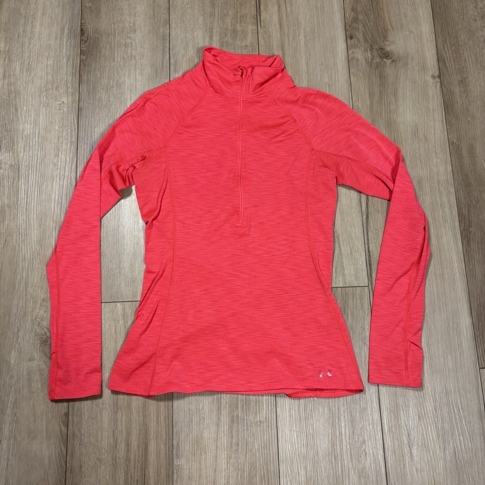 Under Armour Running Fitted UA Cold Gear 1/2 Zip Shirt‎ Jacket Coral Hot Pink